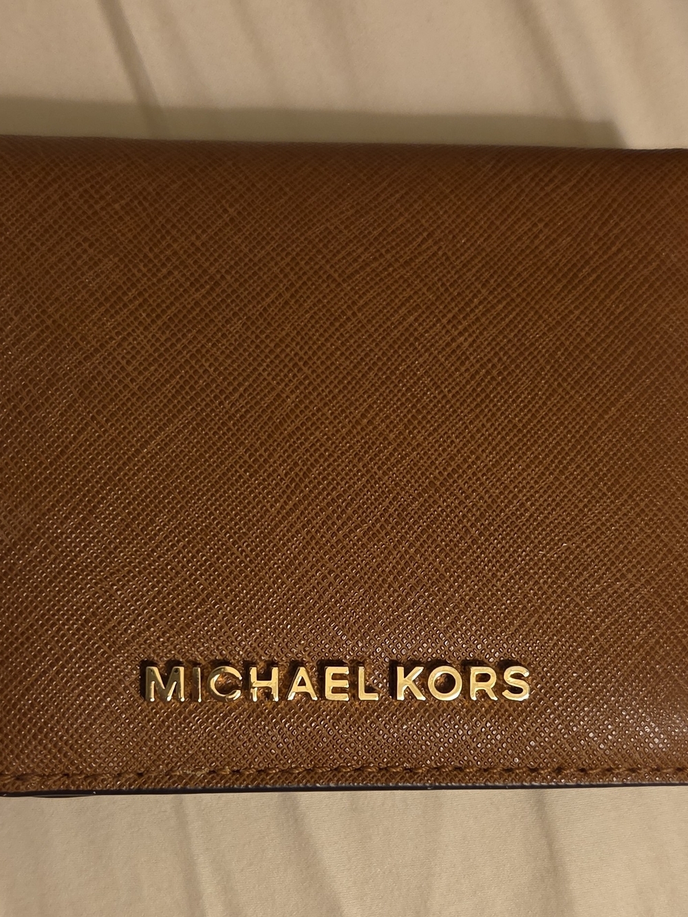 Michael Kors Brown Card Holder with Gold Logo